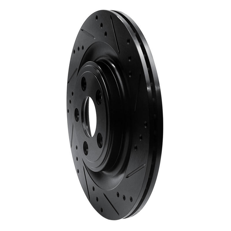 Jaguar Super V8 Brake Rotor (1) - Rear Right - R1 Concepts - Drilled & Slotted - Black - `06-`15